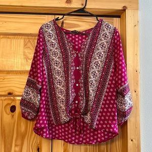 NWT pink long sleeve blouse, size S